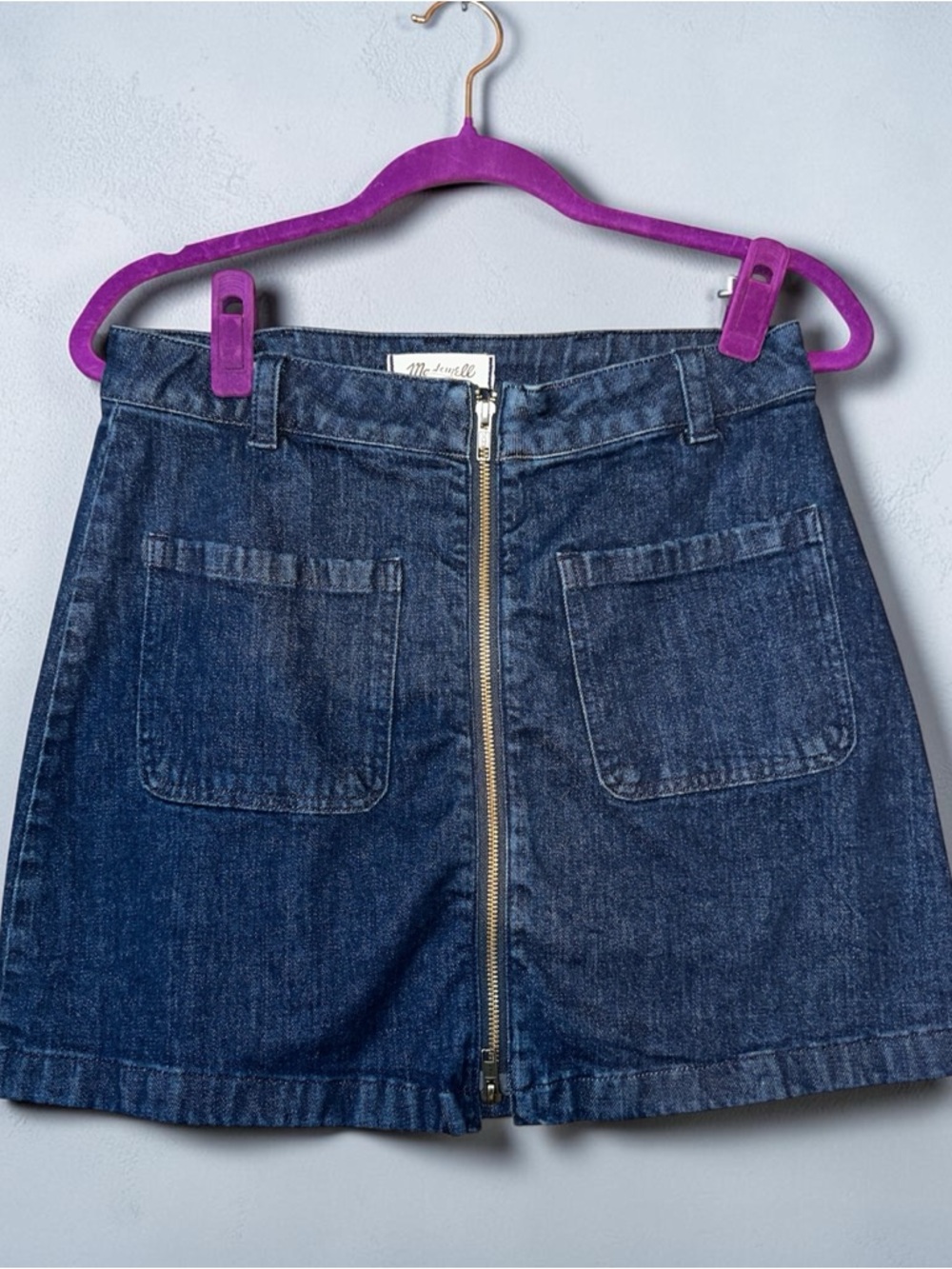 Madewell Dark Blue Front-Zip Denim Mini Skirt